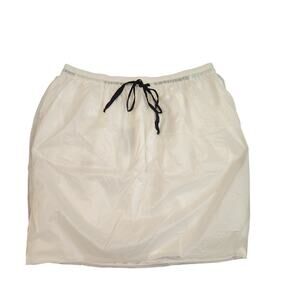 Clu Ivory Nylon Silk-Lined Drawstring Bubble Mini Skirt NWT Size Large
